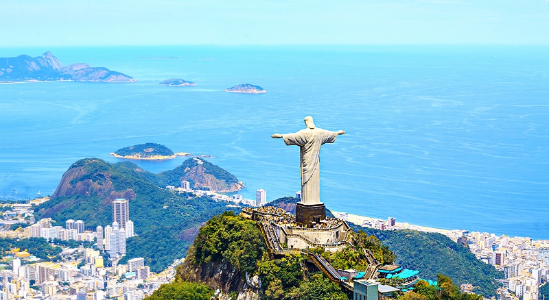 Aerial view of Rio de Janeiro with Christ Redeemer and Corcovado