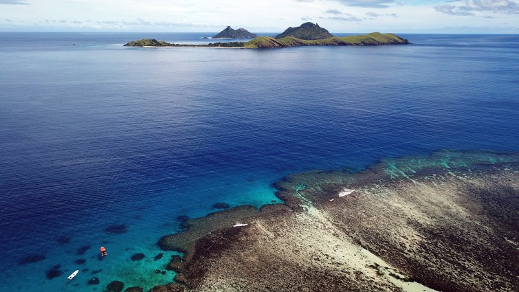 Mamanucas islands in Fiji with beautiful coral reef