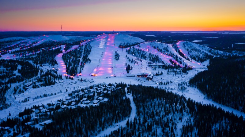 Ski resort slopes in Ruka, Finland